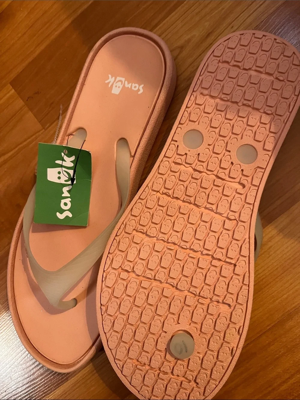 Sanuk Women's Peach Flip Flop Sandals with Cream Straps